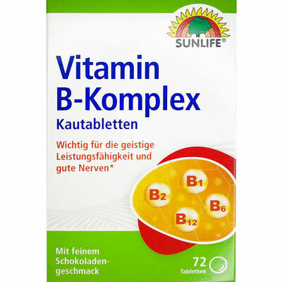 Витамины SUNLIFE (Санлайф) Vitamin B-Komplex Витамин В-Комплекс таблетки жевательные  4 блистера по 18 шт