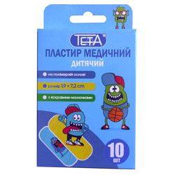 Пластир медичний Teta (Тета) для ран дитячий  на полімерній основі розмір 7,2 см х 1,9 см 10 шт