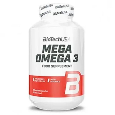 Вітаміни та мінерали BiotechUSA (Байотек) Mega Omega 3 в капсулах упаковка 90 шт