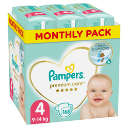 Підгузки для дітей PAMPERS Premium Care (Памперс Преміум) Maxi (Максі) 4 від 9 до 14 кг мега супер упаковка 168 шт