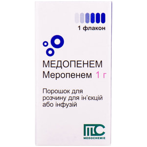 Медопенем пор. д/р-ра д/ин. или инф. 1г фл. №1
