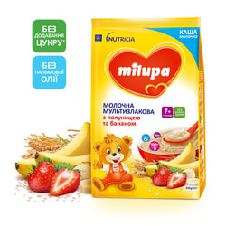 Каша молочная детская Нутриция Milupa (Милупа) Мультизлаковая с клубникой и бананом с 7 месяцев мягкая упаковка 210 г