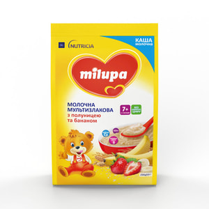 Каша молочная детская Нутриция Milupa (Милупа) Мультизлаковая с клубникой и бананом с 7 месяцев мягкая упаковка 210 г