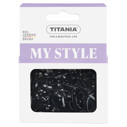 Зажим для волос TITANIA (Титания) эластичный маленький черный 2 см артикул 8066 150 шт