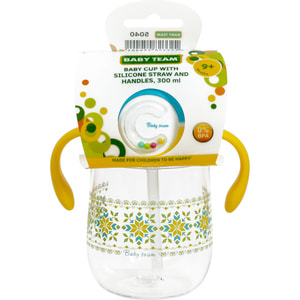 Поильник детский BABY TEAM (Беби Тим) артикул 5040 с силиконовой трубочкой и ручками с 9 месяцев 300 мл