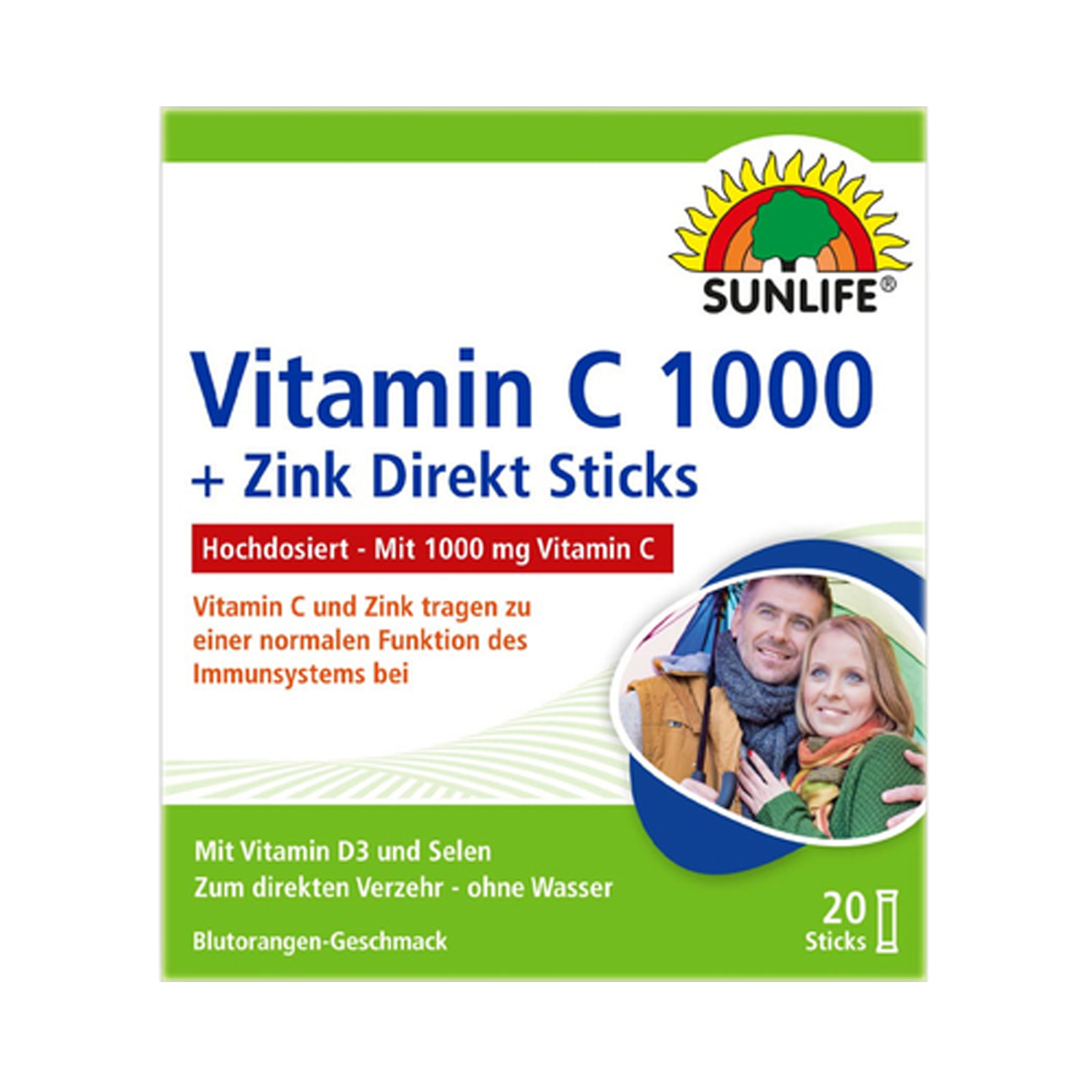 ВітаміниSUNLIFE(Санлайф)VitaminCВітамінС1000+ZinkЦинкDirektSticksвстікахпо3г20шт(5550004150836)Sunlifeproduktions(Німеччина)-КупитиSUNLIFEзанизькоюціноювУкраїні-МІСАптека9-1-1