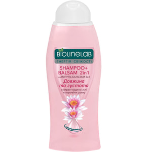 Шампунь-бальзам для волосся BIOLINELAB (Біолайнлеб) 2 в 1 Довжина та густота з екстрактами водяної лілії та протеїнами шовку 400 мл