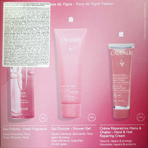 Набір CAUDALIE (Кадалі) Rose de Vigne туалетна вода Rose des Vignes 50 мл + гель для душа 50 мл + крем для рук 30 мл