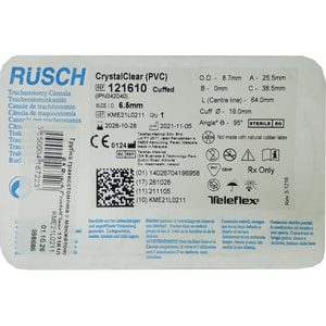 Трубка трахеостомічна для відновлення прохідності дихальних шляхів, штучної вентиляції легенів з манжетою розмір 6,5 мм Rusch CrystalClear 121610