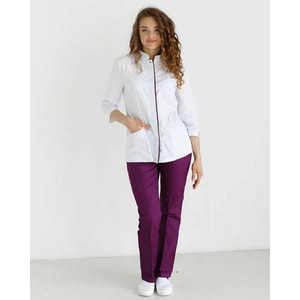 Костюм медичний Сакура жіночий колір біло-фіолетовий розмір 56
