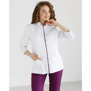 Костюм медичний Сакура жіночий колір біло-фіолетовий розмір 58
