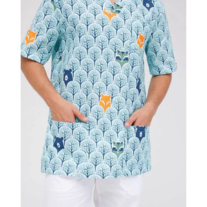 Костюм медицинский мужской Гранит с принтом Лесовые зверята белый размер 48