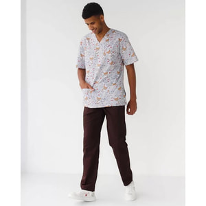 Костюм медичний чоловічий з принтом Гранит Bear gray розмір 52