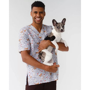 Костюм медичний чоловічий з принтом Гранит Bear gray розмір 52