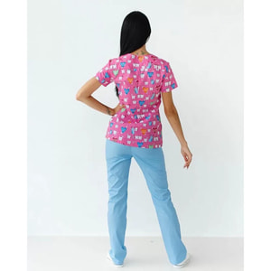 Костюм медичний жіночий з принтом Топаз Teeth pink розмір 48