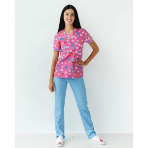 Костюм медичний жіночий з принтом Топаз Teeth pink розмір 52