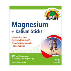 Вітаміни SUNLIFE (Санлайф) Magnesium + Kalium Sticks Магнезіум + Калій для відновлення електролітного балансу в стіках 20 шт