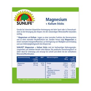 Вітаміни SUNLIFE (Санлайф) Magnesium + Kalium Sticks Магнезіум + Калій для відновлення електролітного балансу в стіках 20 шт