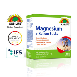 Вітаміни SUNLIFE (Санлайф) Magnesium + Kalium Sticks Магнезіум + Калій для відновлення електролітного балансу в стіках 20 шт