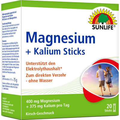 Витамины SUNLIFE (Санлайф) Magnesium + Kalium Sticks Магнезиум + Калий для восстановления электролитного баланса в стиках 20 шт