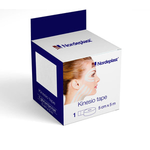 Пластир медичний кінезіо тейп Nordeplast (Нордепласт) колір білий розмір 5 м х 5 см 1 шт