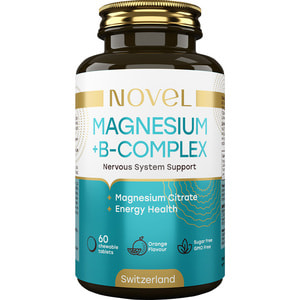 Вітаміни NOVEL (Новел) Magnesium+B6 Магній + В-комплекс таблетки жувальні підтримки нервної системи флакон 60 шт