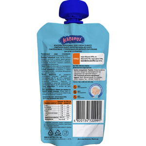 Каша вівсяна фруктова КАРАПУЗ Яблоко с манго для дітей з 6-ти місяців м'яка упаковка дой-пак 110 г