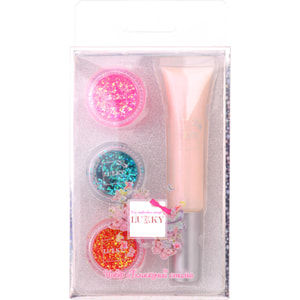 Блеск для губ LUKKY (Лаки) детский голографический + 3 баночки с блестками