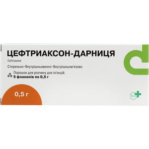 Цефтриаксон-Дарница пор. д/р-ра д/ин.фл. 0,5г №5