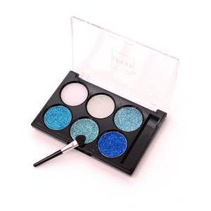 Крем-тіні для повік LUKKY (Лакі) дитячі з блискітками та аплікатором кольори: синій, блакитний, бірюзовий, колір морської хвилі, перламутровий 6 шт