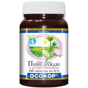 Дрожжи пивные общеукрепляющие с расторопшей таблетки 100 шт Осокор