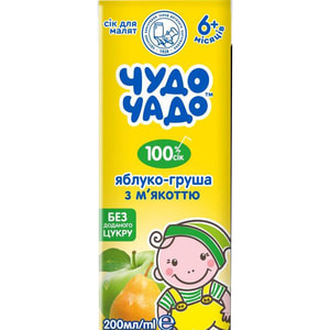 Сік дитячий ЧУДО-ЧАДО яблучно-грушевий з м'якоттю без цукру з 6 місяців 200 мл
