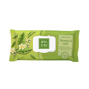 Серветки вологі DR.NICE (Доктор Найс) з ароматом зеленого чаю з клапаном 100 шт