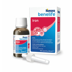 Добавка диетическая Benelife Iron HUMANA (Хумана) Бисглицинат железа капли, для детей с рождения и взрослых флакон 20 мл