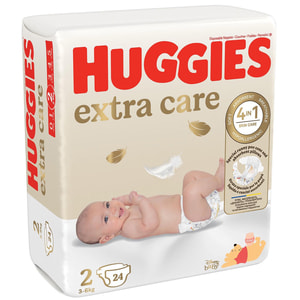 Підгузки для дітей HUGGIES (Хагіс) Extra Care (Екстра Кейр) для новонароджених 2 від 3 до 6 кг 24 шт