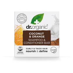 Шампунь-бальзам-кондиціонер твердий для волосся DR.ORGANIC (Др. Органік) з екстрактом апельсину та олією кокосу 75 г