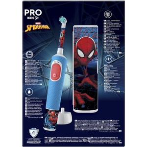 Зубная щетка ORAL-B (Орал-би) тип D103.413.2KX электрическая с 3-х лет Pro Kids Spiderman типу 3708 + дорожный чехол