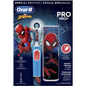 Зубная щетка ORAL-B (Орал-би) тип D103.413.2KX электрическая с 3-х лет Pro Kids Spiderman типу 3708 + дорожный чехол