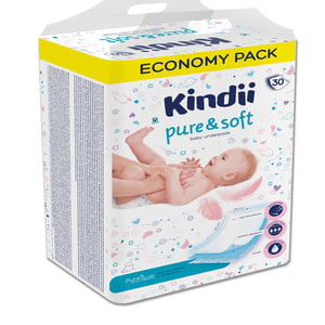 Пеленки одноразовые KINDII (Кинди) Pure&Soft детские размер 60 см х 40 см упаковка 30 шт