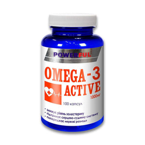 Омега-3 Актив POWERFUL (Поверфул) капсули підтримають серцево-судинну систему банка 100 шт