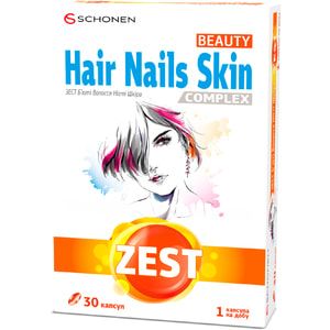 Вітаміни ZEST (Зест) Beauty Hair, Nails, Skin (Б'юті Волосся, Нігті, Шкіри) капсули комплекс вітамінів для краси та здоров'я 30 шт