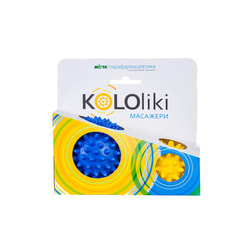 Масажер м'ячики з шипами Kololiki (КололІкі) Д83 блакитний + Д58 жовтий