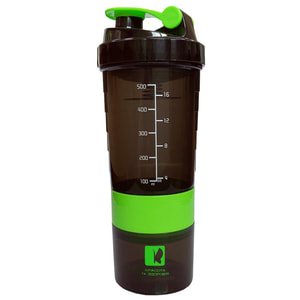 Шейкер бутылка с шариком и контейнером POWERFOOD (Паверфуд) для приготовления и хранения коктейлей 600 мл