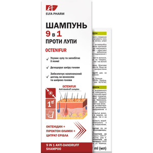 Комплекс ELFA PHARM (Эльфа Фарм) Octenifur (Октенифур) против выраженной перхоти: шампунь 9 в 1 против перхоти 200 мл + лосьон против перхоти 100 мл