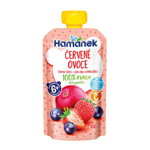 Пюре фруктовое детское HAMANEK (Хаманек) Яблоко, черника и клубника пауч 100 г