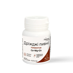 Дріжджі пивні з кальцієм, магнієм, цинком таблетки по 500 мг флакон 100 шт Solution Pharm