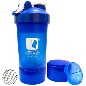 Шейкер бутылка с шариком и контейнером POWERFOOD (Паверфуд) для приготовления и хранения коктейлей 500 мл