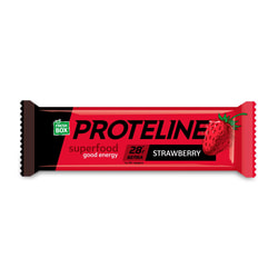 Батончик протеїновий до раціону харчування спортсменів FRESH BOX PROTELINE (Фреш Бокс Протелайн) зі смаком полуниці глазурований глазур’ю 40 г