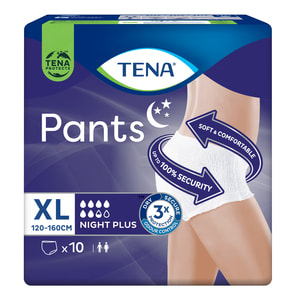 Подгузники-трусы для взрослых TENA (Тена) Pants Plus Night (Пентс плюс найт) размер XL 10 шт