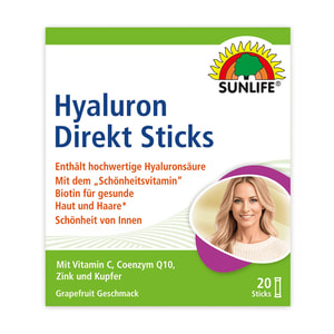 Витамины SUNLIFE (Санлайф) Hyaluron Direkt Sticks с гиалуроновой кислотой для улучшения состояния кожи, волос и ногтей в стиках 20 шт